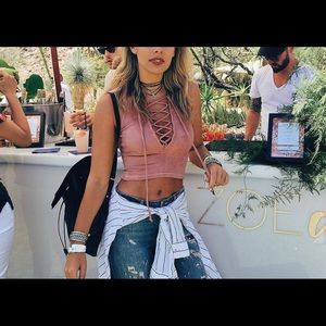 Guess Ruthie Lace-up Crop Top